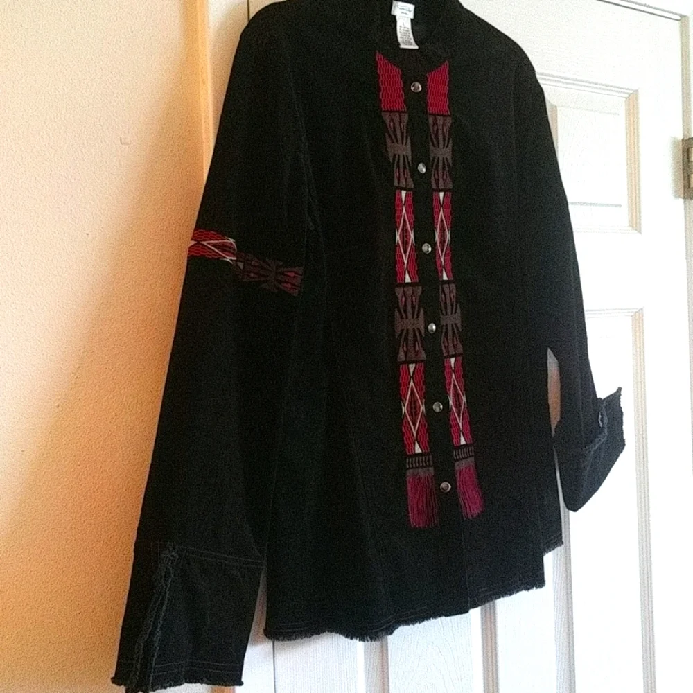 Tasha Polizzi Black Velvet Jacket w Embroidery - Picture 5 of 11